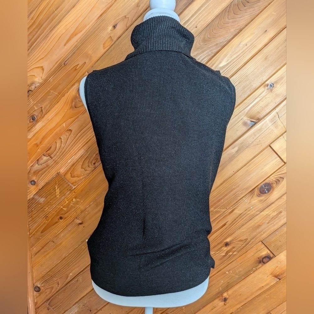 L'AGENCE Black And Metallic Sleeveless Turtleneck Sweater Size Small - Picture 5 of 6
